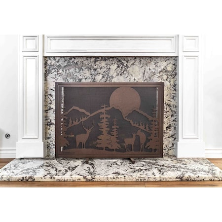 The Outdoor Plus 40 X 30 Deer Country Fireplace Screen - Powder Coated Steel OPT-FPS4030TL